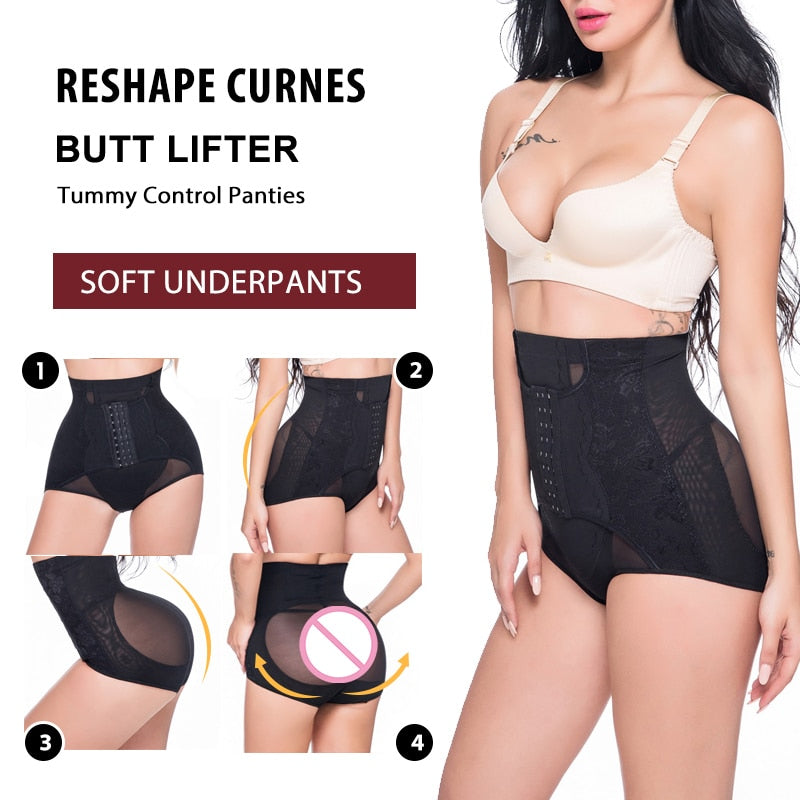 High Waist Tummy Control Panties With 3 Rows Of Hooks & 6 Layers Of  Compression, Seamless Breathable Lace Underwear For Women Shapewear Waist  Trainer Corset
